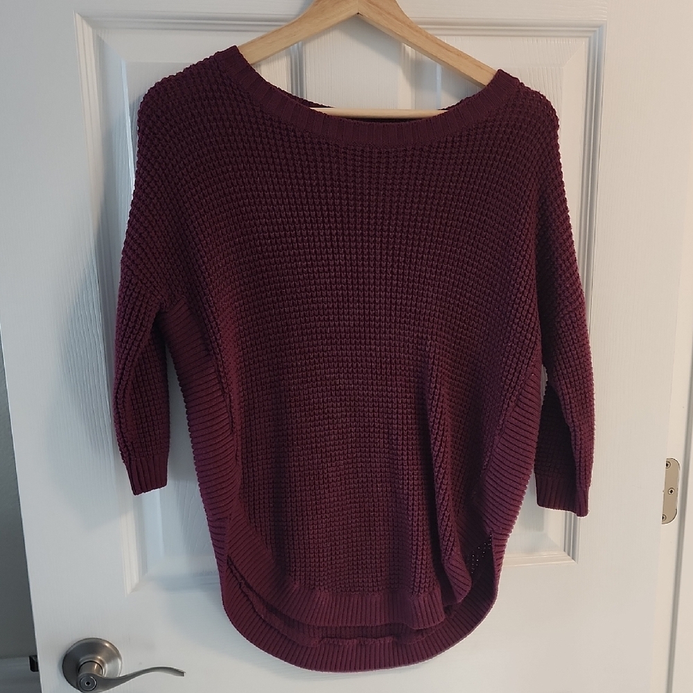 Express Deep Burgundy Crew Neck Sweater